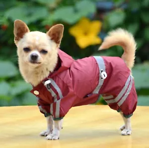 Pet Dog Soft Comfortable PU Four-legs Raincoat reflective strip for S M dog - Picture 1 of 14