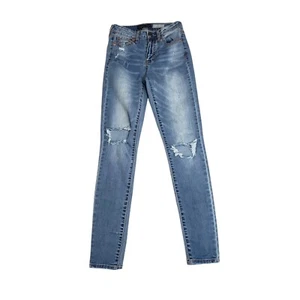 Aeropostale Women's Jeans Ankle Jegging 00 High Waisted Blue Regular Distressed - Picture 1 of 8