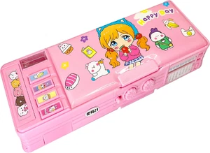 Multifunktionales Pop-Up Federmäppchen für Kinder mit Schloss und Zubehör, rosa - Bild 1 von 12