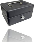 MONEY BOX TIN 6" STEEL METAL CASH SAFE SECURITY PETTY TIN WITH LOCK 2 KEYS BLACK