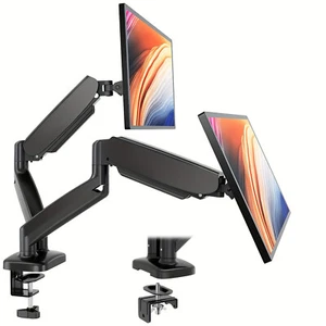 Heavy-Duty Dual Monitor Stand - Adjustable Desk Mount Arm Supports 13-32 Inch Sc - Picture 1 of 9