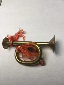 Vintage Decorative Miniature Bugle Horn Made in India Christmas Brass - Picture 1 of 6