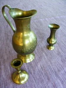 Kerzenleuchter + kleine Vase + große Vase mit Griff aus Messing - Bild 1 von 4