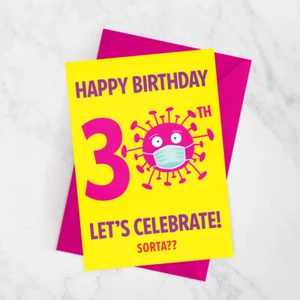 Tarjeta de cumpleaños número 30 Lockdown (mujer), cumpleaños pandémico, tarjeta de cumpleaños de cuarentena - Imagen 1 de 2