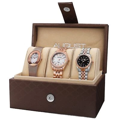 AUGUST STEINER Womens Rose Gold Tone Three Watch Set 124152 - Image 1 of 4