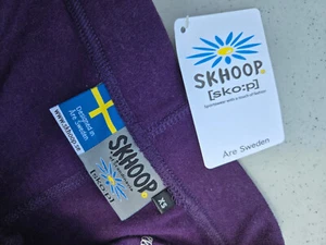 NEW Skhoop 100% Merino Wool Tights Lila (purple) with stripe ankle detail XS - Picture 1 of 14