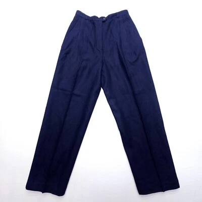 Pantalones de vestir de lana vintage Rafaella Petites para mujer 12 azul oscuro tiro alto plisados Foto 1 de 4