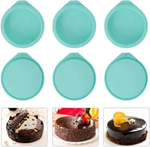 Staruby 6-Pack Silicone Cake Molds 4 Inch round Silicone Cake Pans Green Baking - Picture 1 of 3