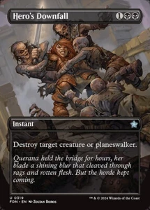 NM Foil Borderless Hero's Downfall, MTG, Foundations, Magic the Gathering, 319 - Bild 1 von 1