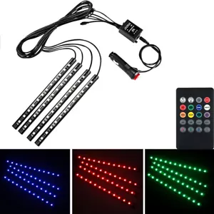 Car RGB 48 LED Light Strip Interior Atmosphere Neon Lamp Remote Control for Car - Picture 1 of 13