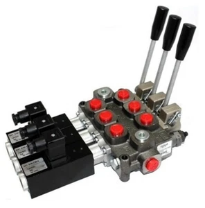 Monoblock Valve, 3 Bank, 1/2 BSP, 60 l/min Double Acting Cylinder spool, 12V DC  - Picture 1 of 1