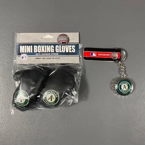 Oakland Athletics MLB Ultimate Fan Gift Lot Mini Boxing Gloves, Bottle Opener Cover