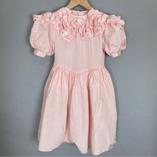 Vintage Jessica McClintock Child's Dress Flower Girl Pink Holiday Ruffled Flower