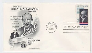 TurtlesTradingPost- Adlai Stevenson #1275- 1965- FDC Fleetwood Cachet - Picture 1 of 1
