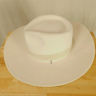 OLIVE & PIQUE Women's Wide Brim Pinched Crown Rancher Wool Hat Cream Color New! - Image 1 of 4