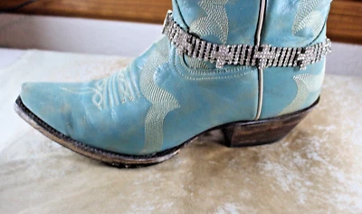 Western Boot Jewelry 16 x 7/8 pulgadas Cruz Ajuste Ajustable Plata Cristal Foto 1 de 4