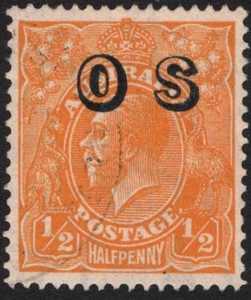 HALFPENNY ORANGE KING GEORGE V - C de una sobreimpresión WMK "OS" - USADO FINO (A23473) - Imagen 1 de 1