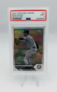 2023 Topps NPB Chrome Refractor Roki Sasaki #50 PSA 9 - Picture 1 of 4