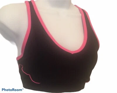 OLD NAVY ACTIVE Womens Sz S Cut Out Racer Back Supportive Sport Bra Black & Pink - Image 1 of 4