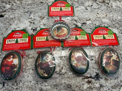 New Vintage Coca Cola Christmas Santa Claus Ornaments - 5 Total - Image 1 of 4