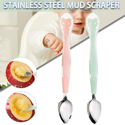 Double Head Baby Spoon Silicone Baby Fruit Scraping Mud Spoon Feeding A • 3.61£