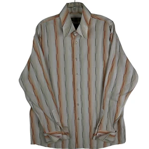 Roar Men’s Shirt L Striped Long Sleeve Button Up French Cuffs Contrast Collar - Picture 1 of 8