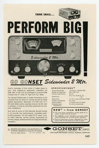 Anuncio de revista de radioaficionado QST "Think Small...PERFORM BIG" GONSET Sidewinder (12/65) - Imagen 1 de 1