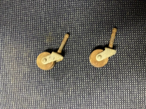 Vintage Antique 2" Wood Wheel Casters Set of 2 Cover