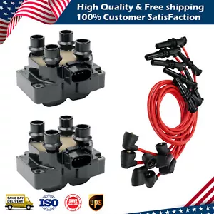 2X Ignition Coil & Spark Plug Wire Set For Ford F150 F250 Lincoln Mercury FD487 - Picture 1 of 15