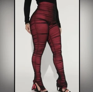 NWT Fashion Nova Fuchsia Game Changer Ruched High Waist Mesh Leggings Medium - Picture 1 of 5