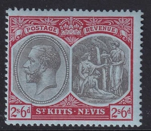 St Kitts Nevis 1920 SG33 - 2/6d gris y rojo/azul - MNH - Imagen 1 de 2