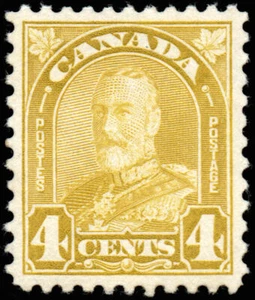 Canada Stamp #168 - King George V (1930) 4¢ (GRADE VF-MH) - Picture 1 of 1
