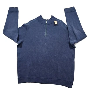 Tommy Bahama Sweater Mens 2XL Blue Pullover Solid Zipper - Picture 1 of 16