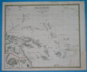 1860 XL ORIGINAL MAP AUSTRALIA OCEANIA PAPUA NEW GUINEA GUAM POLYNESIA SAMOA - Picture 1 of 9