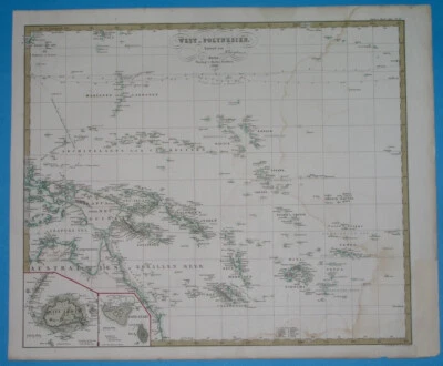 1860 XL ORIGINAL MAP AUSTRALIA OCEANIA PAPUA NEW GUINEA GUAM POLYNESIA SAMOA - Image 1 of 4