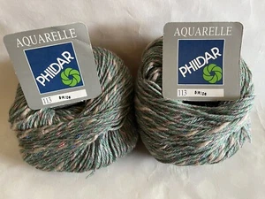 2 Knäuel Phildar Aquarell mintgrün rosa gedreht Wollmischung Häkeln Stricken - Bild 1 von 3