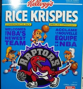 1994 TORONTO RAPTORS NBA BASKETBALL TEAM Kellogg's Rice Krispies Cereal Box vtg - Picture 1 of 9