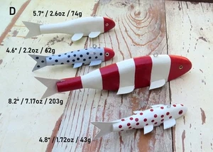 4 Folk Art Handmade/Painted Wood Fish Decoys Spearing/Ice Fishing Weighted (D) - Picture 1 of 1