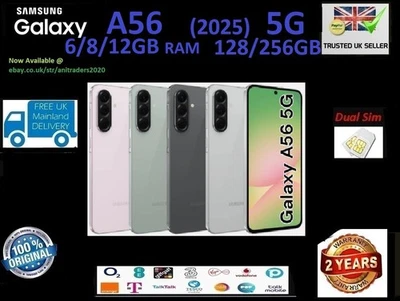 Neu versiegelt Samsung Galaxy A56 5G 128GB 256GB + 8GB RAM entsperrt Handy