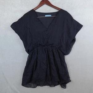 Alice + Olivia Bluse Oberteil Damen XL Seide schwarz Cinch Taille Dolmanärmel - Bild 1 von 7
