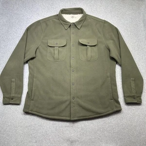 Faherty Shirt Jacket Mens XXL Olive Sherpa Lined Fleece Snap Front Overshirt - Picture 1 of 14