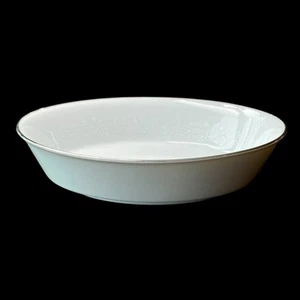 Noritake Reina Serving Dish Oval White Platinum Rim Raised Floral 6450q 9.75” - Picture 1 of 10