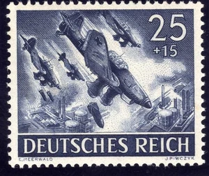 Germany RARE NAZI WWII WW2 stamp Ju87 Stuka Dive Bombers in Attack Luftwaffe MNH - Picture 1 of 1