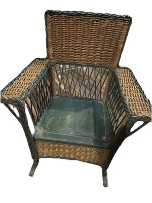 Винтажное детское плетеное кресло-качалка — оригинальная краска народное изделие — ТОЛЬКО САМОВЫВОЗ - Изображение 1 из 4