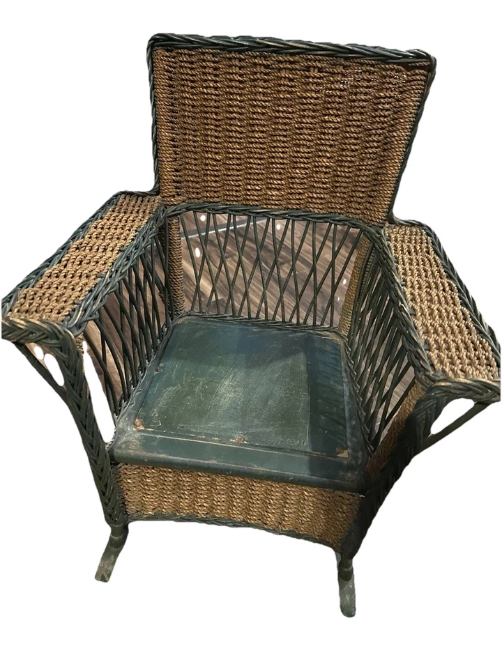 Винтажное детское плетеное кресло-качалка — оригинальная краска народное изделие — ТОЛЬКО САМОВЫВОЗ - Изображение 1 из 4