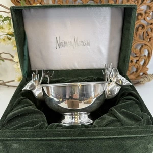 VTG Neiman Marcus Godinger Stag Deer Silver Plate Velvet Box SMLServing Dish - Picture 1 of 4