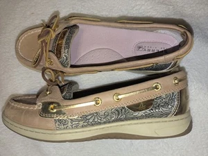Women's Sperry Top Sider Loafers Tan W/ Gold 9287954 Size 6 - Picture 1 of 8