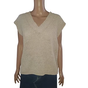 NEW Velvet by Graham & Spencer Naya V-Neck Knit Sweater Vest in Tea (R $158) - Picture 1 of 9