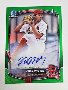 CHEN-WEI LIN 2025 Bowman Chrome Prospect Green Refractor 1st Rookie RC Auto #/99 - Picture 1 of 2
