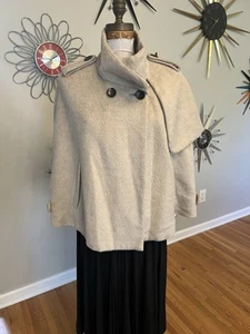 Jenny Duarte Peru Luxury Tan Small 100% Baby Alpaca Short Cape Satin Lined - Picture 1 of 14